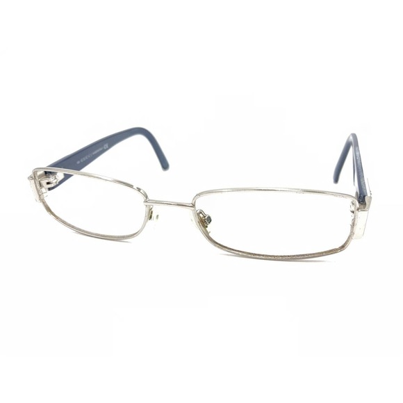 Gucci Gunmetal Silver Navy Blue Rectangle Eyeglasses Frames 135 Italy Men Women - Picture 8 of 12